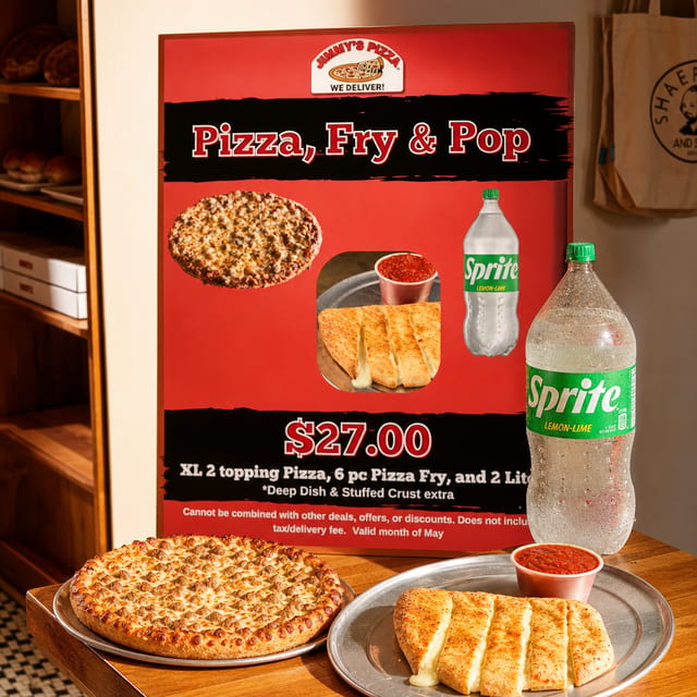 XLarge 2 Top, Pizza Fry & 2L.
